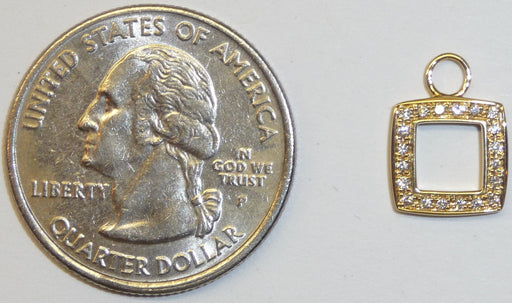 18K Yellow Gold Diamond Cushion Cut Square Earring Charms - LooptyHoops