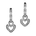 18K White Gold Classic Diamond Heart Earring Charms - LooptyHoops