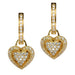 18K Yellow Gold Diamond Puffed Heart Earring Charms - LooptyHoops