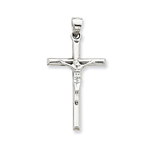 Large 14K White Gold Crucifix Cross Pendant, 39mm x 20mm - LooptyHoops