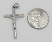 Large 14K White Gold Crucifix Cross Pendant, 39mm x 20mm - LooptyHoops
