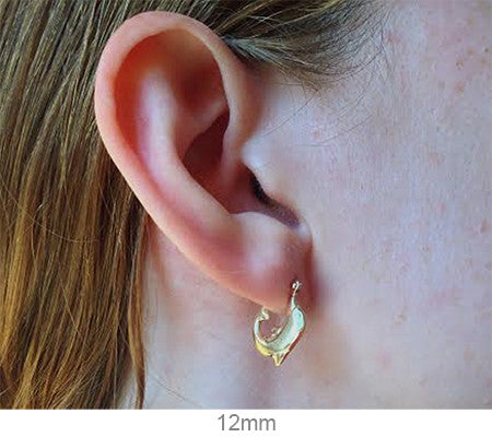 14k Yellow Gold Dolphin Hoop Earrings - LooptyHoops