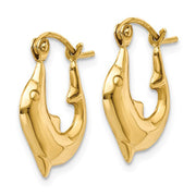 14k Yellow Gold Dolphin Hoop Earrings - LooptyHoops