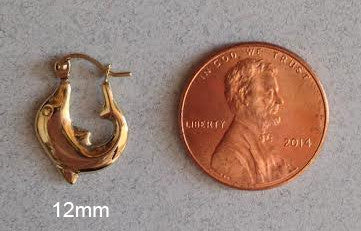 14k Yellow Gold Dolphin Hoop Earrings - LooptyHoops