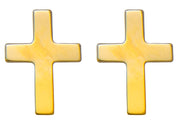 Tiny 14K Yellow Gold Children's Cross Stud Earrings, 15mm x 6mm - LooptyHoops