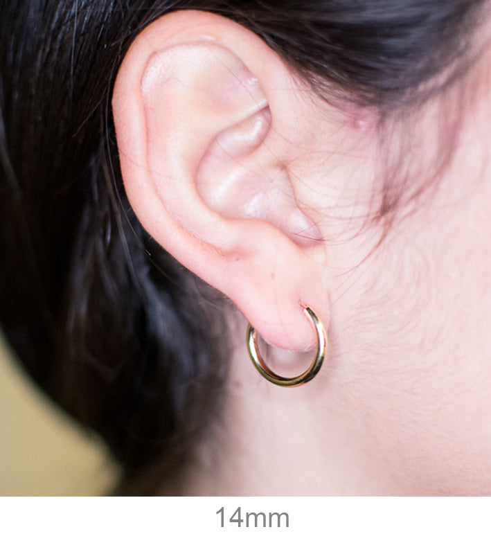 14k Yellow Gold Endless Hoop Earrings (2mm), All Sizes - LooptyHoops