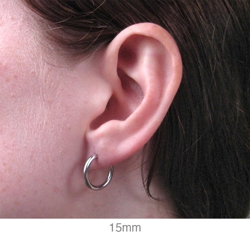 14k White Gold Endless Hoop Earrings (2mm), All Sizes - LooptyHoops