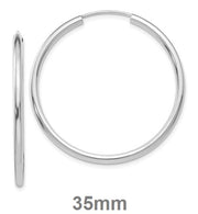 14k White Gold Endless Hoop Earrings (2mm), All Sizes - LooptyHoops
