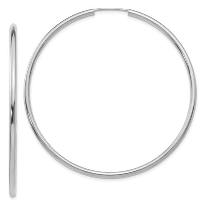 14k White Gold Endless Hoop Earrings (2mm), All Sizes - LooptyHoops