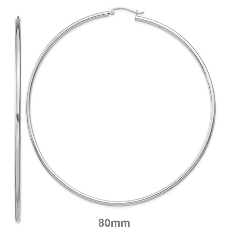 Sterling Silver Click-Down Hoop Earrings (2mm), All Sizes - LooptyHoops