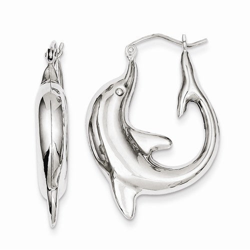 Sterling Silver Dolphin Hoop Earrings - LooptyHoops