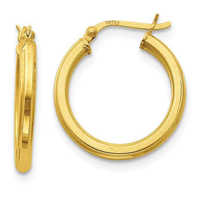 Gold-Flashed Sterling Silver Hoop Earrings (3mm), All Sizes - LooptyHoops