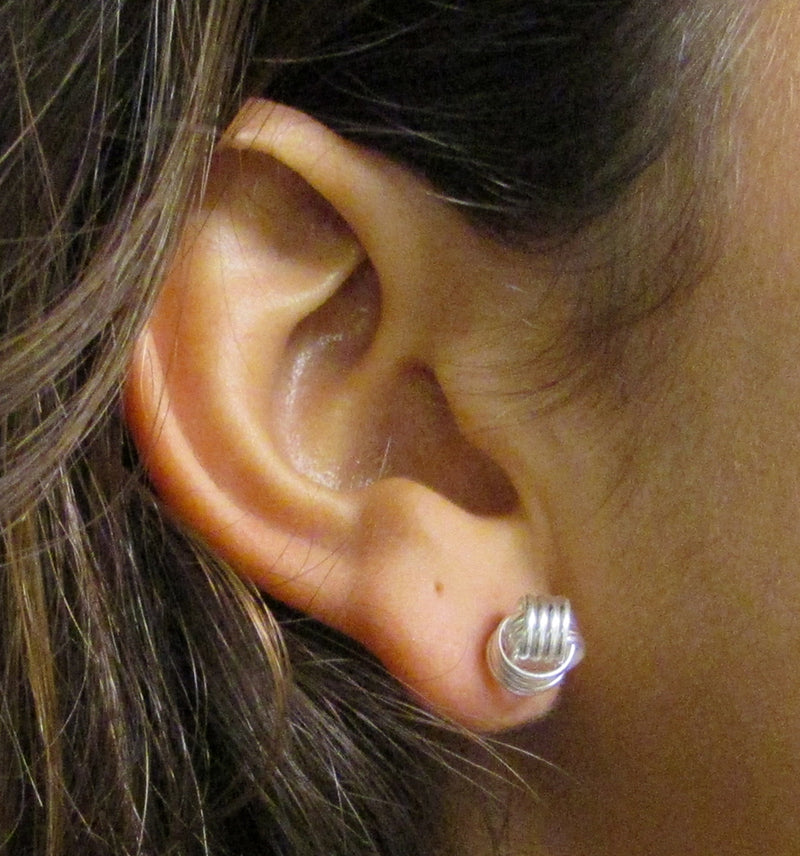Small Sterling Silver Classic Love Knot Post Stud Earrings, .40 In (10mm) - LooptyHoops