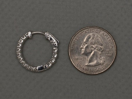 Sterling Silver Inside/Outside Cubic Zirconia Hinged Hoop Earrings (3mm), 0.8 inch (21mm) - LooptyHoops