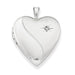 Sterling Silver Rhodium-Plated 20mm Diamond Heart Locket Pendant Necklace, w/18-Inch Chain - LooptyHoops