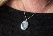 Sterling Silver Rhodium-Plated Diamond 26mm Oval Locket Pendant Necklace, w/18-Inch Chain - LooptyHoops