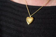 14K Yellow Gold-Filled Diamond 20mm Heart Locket Pendant Necklace, w/18-Inch Chain - LooptyHoops