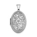 Sterling Silver Rhodium-Plated Etched Oval Locket Pendant, 33mm x 22mm - LooptyHoops
