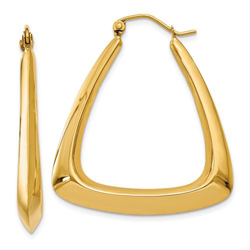 14k Yellow Gold Fancy Triangle Hoop Earrings - LooptyHoops