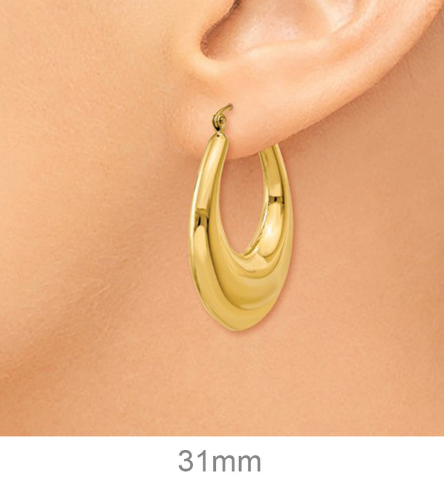 14K Yellow Gold Crescent Moon Polished Hoop Earrings, All Sizes - LooptyHoops