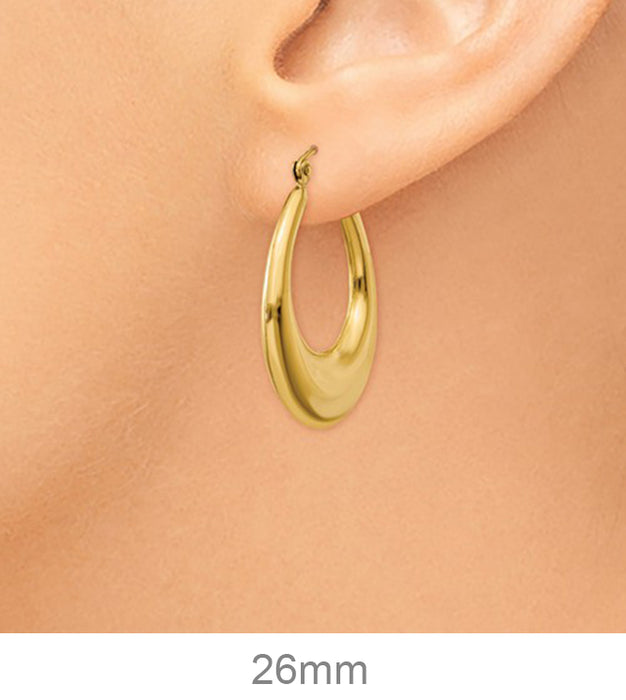 14K Yellow Gold Crescent Moon Polished Hoop Earrings, All Sizes - LooptyHoops