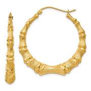 14k Yellow Gold Bamboo Hoop Earrings, All Sizes - LooptyHoops