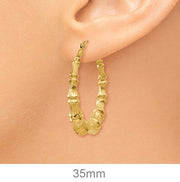 14k Yellow Gold Bamboo Hoop Earrings, All Sizes - LooptyHoops