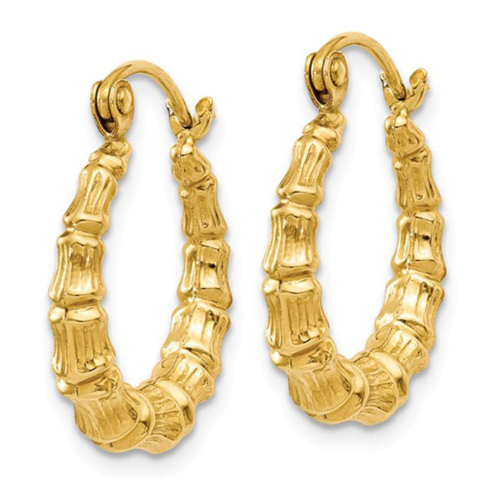 14k Yellow Gold Bamboo Hoop Earrings, All Sizes - LooptyHoops
