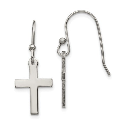 Stainless Steel Cross Dangling Earrings, 28mm - LooptyHoops