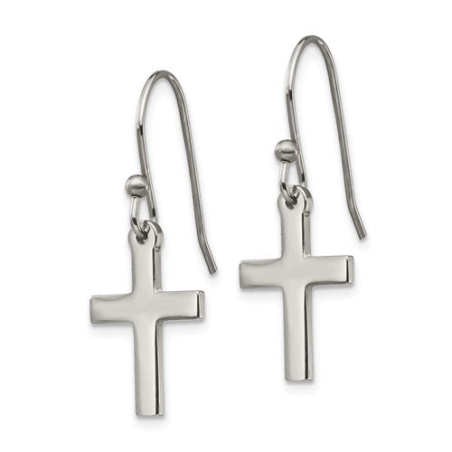 Stainless Steel Cross Dangling Earrings, 28mm - LooptyHoops