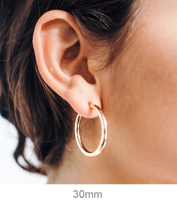 14K Rose Gold Hoop Earrings with Click-Top Clasp (3mm), All Sizes - LooptyHoops
