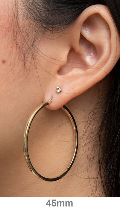 14k Yellow Gold Square Tube Hoop Earrings (2mm), All Sizes - LooptyHoops