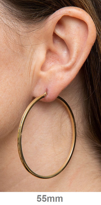 14k Yellow Gold Square Tube Hoop Earrings (2mm), All Sizes - LooptyHoops