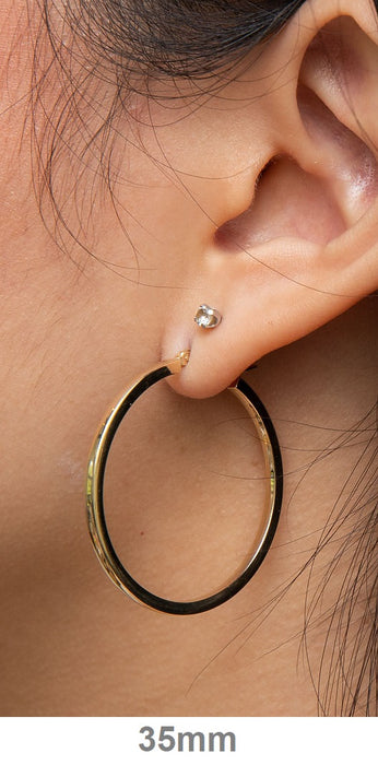 14k Yellow Gold Square Tube Hoop Earrings (2mm), All Sizes - LooptyHoops