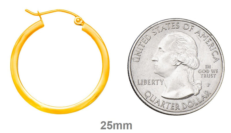 14k Yellow Gold Square Tube Hoop Earrings (2mm), All Sizes - LooptyHoops