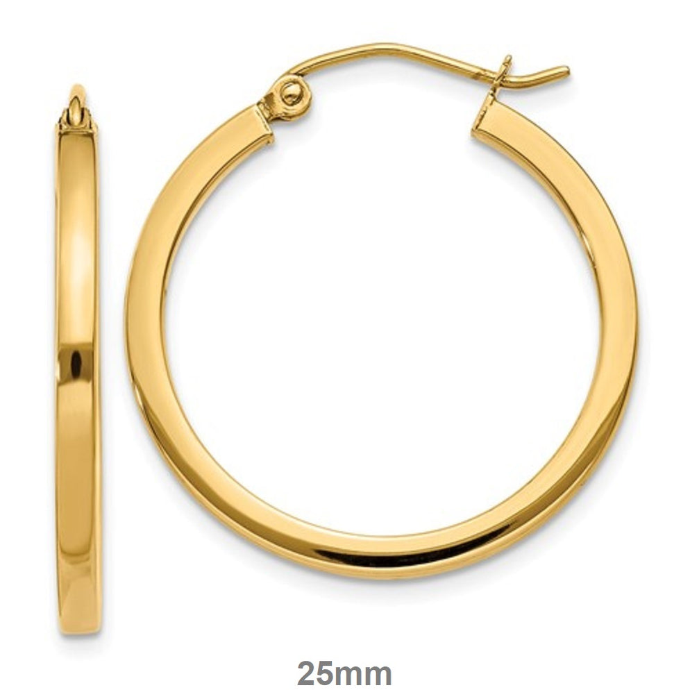 2mm x 50mm Square Tube Hoop Earrings