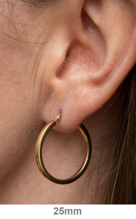 14k Yellow Gold Square Tube Hoop Earrings (2mm), All Sizes - LooptyHoops