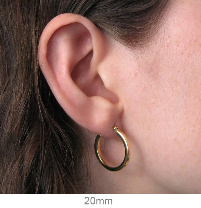 14k Yellow Gold Square Tube Hoop Earrings (2mm), All Sizes - LooptyHoops