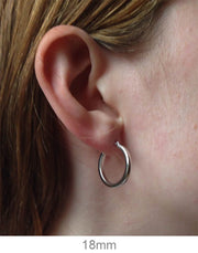 14k White Gold Square Tube Hoop Earrings (2mm), All Sizes - LooptyHoops