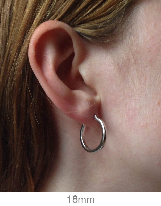 14k White Gold Square Tube Hoop Earrings (2mm), All Sizes - LooptyHoops