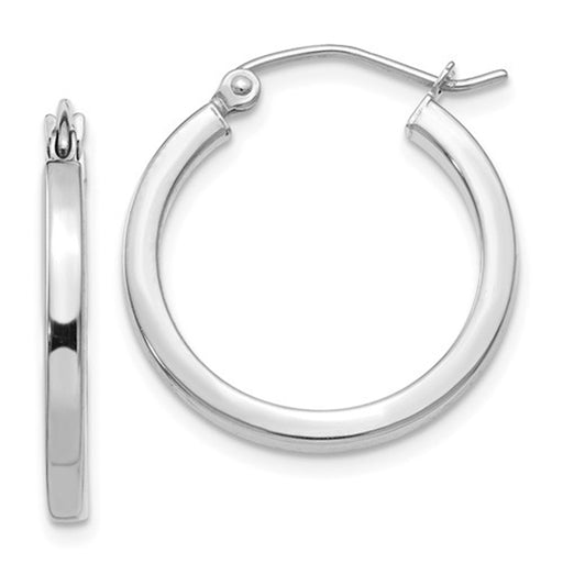 14k White Gold Square Tube Hoop Earrings (2mm), All Sizes - LooptyHoops