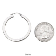 14k White Gold Square Tube Hoop Earrings (2mm), All Sizes - LooptyHoops