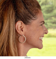 14k White Gold Square Tube Hoop Earrings (2mm), All Sizes - LooptyHoops