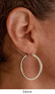 14k White Gold Square Tube Hoop Earrings (2mm), All Sizes - LooptyHoops
