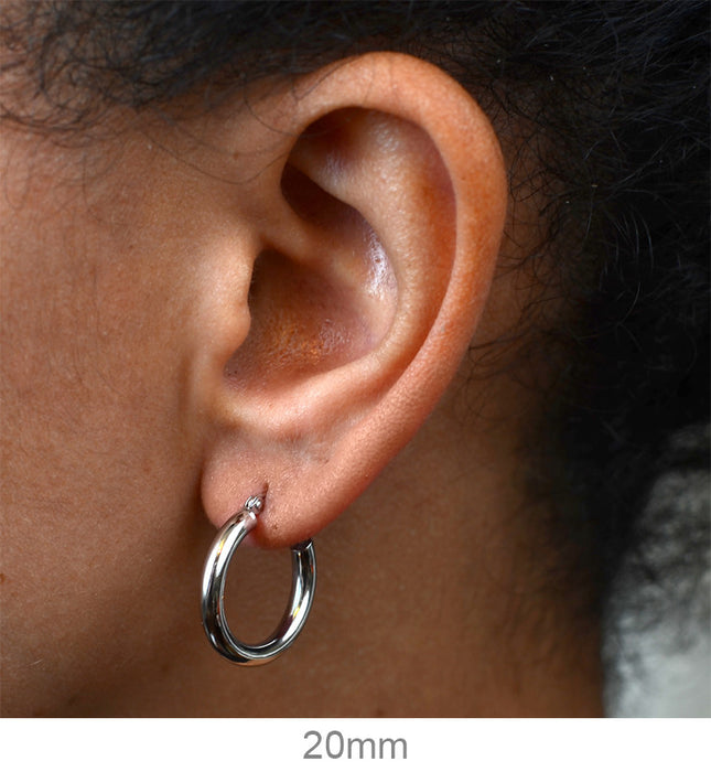 20mm Silver Thick Hoop Earrings