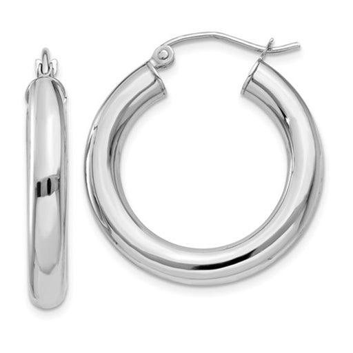 14k White Gold Lightweight Hoop Earrings (4mm), All Sizes - LooptyHoops