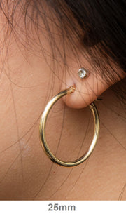 14k Yellow Gold Lightweight Hoop Earrings (2mm), All Sizes - LooptyHoops