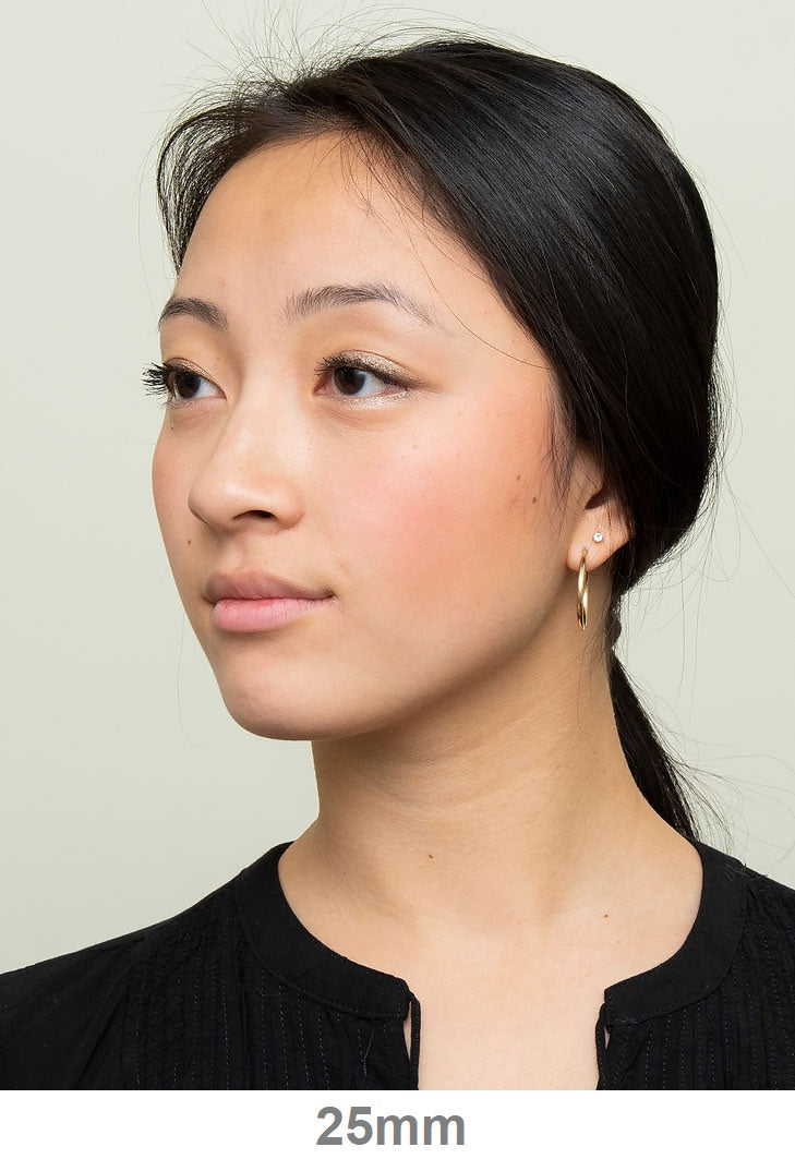 14k Yellow Gold Lightweight Hoop Earrings (2mm), All Sizes - LooptyHoops