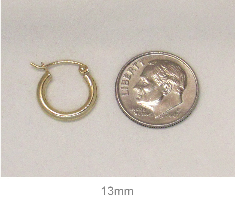 14k Yellow Gold Lightweight Hoop Earrings (2mm), All Sizes - LooptyHoops