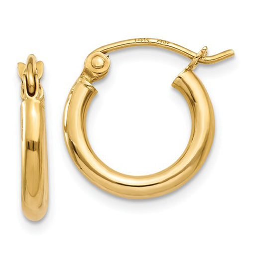 14k Yellow Gold Lightweight Hoop Earrings (2mm), All Sizes - LooptyHoops